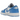 Baskets Air Jordan 1 Retro Low Golf UNC en vue latérale avec base en cuir blanc, accents bleu university et logo Golf emblématique sur la semelle.
