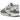 Nike Air Max 1 Patta Noise Aqua baskets en vue latérale avec son garde-boue ondulé emblématique bleu, une empeigne en mesh blanc et une bulle d'Air.