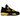 Air Jordan 4 Thunder baskets vue latérale avec empeigne en nubuck noir, détails jaunes aux œillets et semelle intermédiaire blanche avec unité Air visible