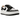 Air Jordan 1 Elevate Low Panda baskets vue sous un angle avec empiècements en cuir blanc, logo Swoosh noir et une semelle plateforme épaisse.