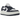 Air Jordan 1 Elevate Low Midnight Navy baskets en vue latérale avec empeigne en cuir blanc, détails bleu marine et semelle plateforme épaisse.