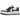 Air Jordan 1 Elevate Low Midnight Navy baskets vue angulaire montrant une empeigne en cuir blanc avec des empiècements bleu marine et une semelle plateforme