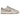 Nike Dunk Low Fossil Rose baskets vue latérale avec empeigne en daim gris, logo swoosh rose et semelle blanche