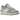 Nike Dunk Low Two Toned Grey baskets vue latérale avec empeigne en cuir blanc et gris, Swoosh gris, semelle intermédiaire blanche et semelle grise