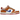 Nike Dunk Low Hot Curry Game Royal baskets vue latérale avec empeigne blanche, superpositions orange, logo Swoosh bleu et semelle