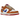 Nike Dunk Low Hot Curry Game Royal baskets en vue latérale avec des empiècements orange, un swoosh bleu et une semelle blanche en cuir