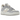 Nike Dunk Low Disrupt Summit White Ghost baskets en vue inclinée avec une empeigne en cuir blanc, des empiècements blanc cassé et une semelle plateforme.