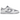 Nike Dunk Low Retro White Grey baskets vue latérale, avec une base en cuir blanc lisse, des empiècements gris et une semelle classique.