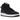 Nike Air Force 1 Mid Stussy Black White baskets profil latéral avec empeigne en chanvre noir, virgule blanche et bride de cheville emblématique.