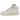 Nike Air Force 1 Mid Stussy Fossil baskets vue latérale, fabriquées en tissu beige avec logo Stüssy brodé et semelle blanche emblématique.