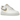 Baskets Nike Air Force 1 Low White Barely en vue latérale avec empeigne en cuir blanc, embout perforé classique et semelle blanche