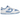 Nike Dunk Low Reverse UNC baskets vue latérale avec superpositions en cuir bleu clair sur base blanche, lacets blancs et semelle