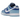 Nike Dunk Low Retro QS Argon baskets vue latérale avec une tige en cuir bleu bicolore, des lacets blancs et une semelle intermédiaire blanche