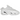 Nike NOCTA Glide Drake White Chrome baskets dans une vue latérale dynamique avec empeigne en maille blanche, détails chromés et semelle ondulée.