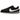 Nike Cortez Basic Black White baskets vue de côté avec une empeigne en cuir noir, le swoosh blanc classique et une semelle intercalaire rayée.