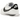 Nike Cortez White Black baskets en vue latérale avec empeigne en cuir blanc, Swoosh noir et semelle intermédiaire rayée emblématique
