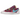 Nike Blazer Low sacai KAWS Purple Dusk baskets en vue latérale avec semelle superposée, doubles languettes et logos swoosh bleus et roses emblématiques