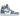 Air Jordan 1 Retro High OG Denim W baskets vue latérale avec superpositions en denim, base en cuir blanc, œillets dorés et semelle classique