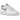 Nike Air Force 1 Low Multi-Swoosh White baskets vue latérale avec empeigne en cuir blanc et trois logos swoosh superposés sur le côté.