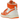 Air Jordan 1 Retro AJKO Rush Orange baskets vue latérale avec empeigne en toile blanche, empiècements en cuir orange et semelle blanche.
