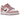 Nike Dunk Low Pink Velvet baskets vue latérale avec détails en velours rose, swoosh assorti, semelle intermédiaire blanche et semelle rose