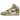 Nike Dunk High Retro Re-Raw Halloween (2021) baskets vue sous angle avec empeigne texturée verte et crème et semelle extérieure jaunie