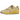 Nike Air Max 1 Travis Scott Cactus Jack Saturn Gold baskets vue latérale dans des tons jaune moutarde avec Swoosh inversé et unité Air apparente.