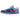 Nike SB Dunk Low Run The Jewels baskets vue latérale avec superpositions en daim bleu foncé, base en cuir bleu clair et détails roses au talon.