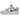 Nike Dunk Low Jackpot baskets vue latérale classique avec empeigne grise, semelle blanche et logos swoosh noirs sur les côtés