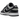 Nike Dunk Low Chenille Swoosh Black Grey baskets vue latérale avec base en cuir gris, superpositions noires et swoosh en chenille blanc