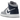 Air Jordan 1 Mid Wolf Grey Midnight Navy baskets vue latérale avec détails en cuir gris, swoosh bleu marine et semelle blanche