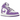 Air Jordan 1 Mid Purple Venom baskets vue latérale avec une tige en cuir violet, des détails blancs, un Nike Swoosh noir et une semelle blanche.