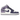 Air Jordan 1 Mid White Sky J Purple baskets vue latérale avec empeigne en cuir blanc, détails violets sur le talon, logo, lacets et semelle intermédiaire blanche.