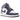 Baskets Air Jordan 1 Mid White Sky J Purple vue latérale avec empeigne en cuir blanc, détails violets, swoosh noir et semelle intermédiaire blanche.