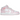Air Jordan 1 Mid Pink Foam Fire Red baskets vue latérale avec panneaux roses et rouges, empeigne en cuir blanc et swoosh