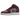 Air Jordan 1 Mid Cherrywood Red baskets profil avec base en cuir blanc, superpositions rouge cerise, semelle intermédiaire blanche et lacets rouges.