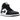 Air Jordan 1 Mid Off Noir Toe baskets vue latérale avec empeigne en cuir noir, détails gris au talon et semelle intermédiaire blanche avec amorti Air.