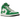Air Jordan 1 Mid Lucky Green baskets en vue latérale avec empiècements en cuir vert, semelle intermédiaire blanche, Swoosh noir et lacets blancs
