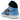 Air Jordan 1 Mid University Blue Black baskets vue de profil avec panneaux en cuir bleu clair et noir, lacets blancs et semelle intermédiaire blanche.