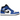Air Jordan 1 Mid Game Royal baskets vue latérale avec construction en cuir bleu royal et blanc, swoosh noir et lacets blancs