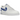 Nike Air Force 1 Low '07 FM Cut Out Swoosh White Game Royal baskets en vue latérale avec empeigne en cuir blanc et swoosh bleu découpé