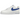 Nike Air Force 1 Low '07 FM Cut Out Swoosh White Game Royal baskets en vue latérale avec des détails en cuir blanc et un swoosh bleu découpé.