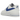 Nike Air Force 1 Low '07 FM Cut Out Swoosh White Game Royal baskets vue latérale avec empeigne en cuir blanc, swoosh découpé bleu et semelle blanche