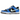 Nike Dunk Low Crater Blue Black baskets vue latérale, avec panneaux bleus et noirs recyclés et la semelle Crater texturée caractéristique.