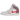 Air Jordan 1 Mid Valentines Day 2022 baskets vue latérale avec panneaux en cuir blanc, Swoosh rose, contours rouges et semelle transparente