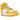 Nike Air Force 1 Mid SP Off-White Varsity Maize baskets profil latérale avec empeigne en cuir jaune, swoosh blanc et semelle à effet ondulé.