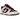 Nike Dunk Low Retro PRM Valentine's Day baskets en vue angulaire avec empeigne en cuir beige et rouge, lacets rouges et semelle intermédiaire blanche.