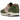 Nike Air Max 1 SH Treeline baskets vue sous angle avec garde-boue en nubuck vert, swoosh violet, semelle intermédiaire blanche et unité Air