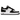 Baskets Nike Air Force 1 Low 07 White Swoosh Panda vue latérale avec empeigne en cuir blanc, swoosh noir et semelle extérieure blanche
