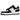 Baskets Nike Air Force 1 Low 07 White Swoosh Panda en vue latérale classique avec logo swoosh et détails noirs sur une empeigne en cuir blanc
